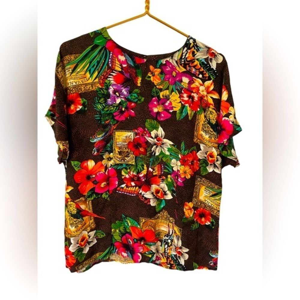 Havana, Carole Little Vintage Woman’s Tropical Havana Blouse, Size‎ 6